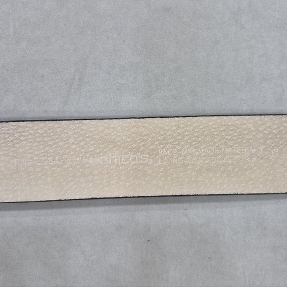 Chico's belt women's medium black snake embossed leather lined silver buckle - Picture 6 of 14